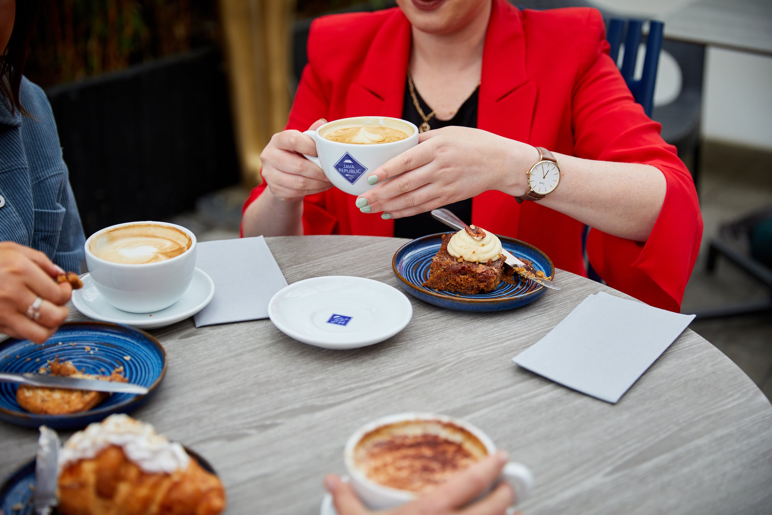 People having a coffee and a dessert in Wexford