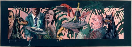 Oil with acrylic border on canvas, 80 x 225 cm [31 1/2 x 88 5/8 in]