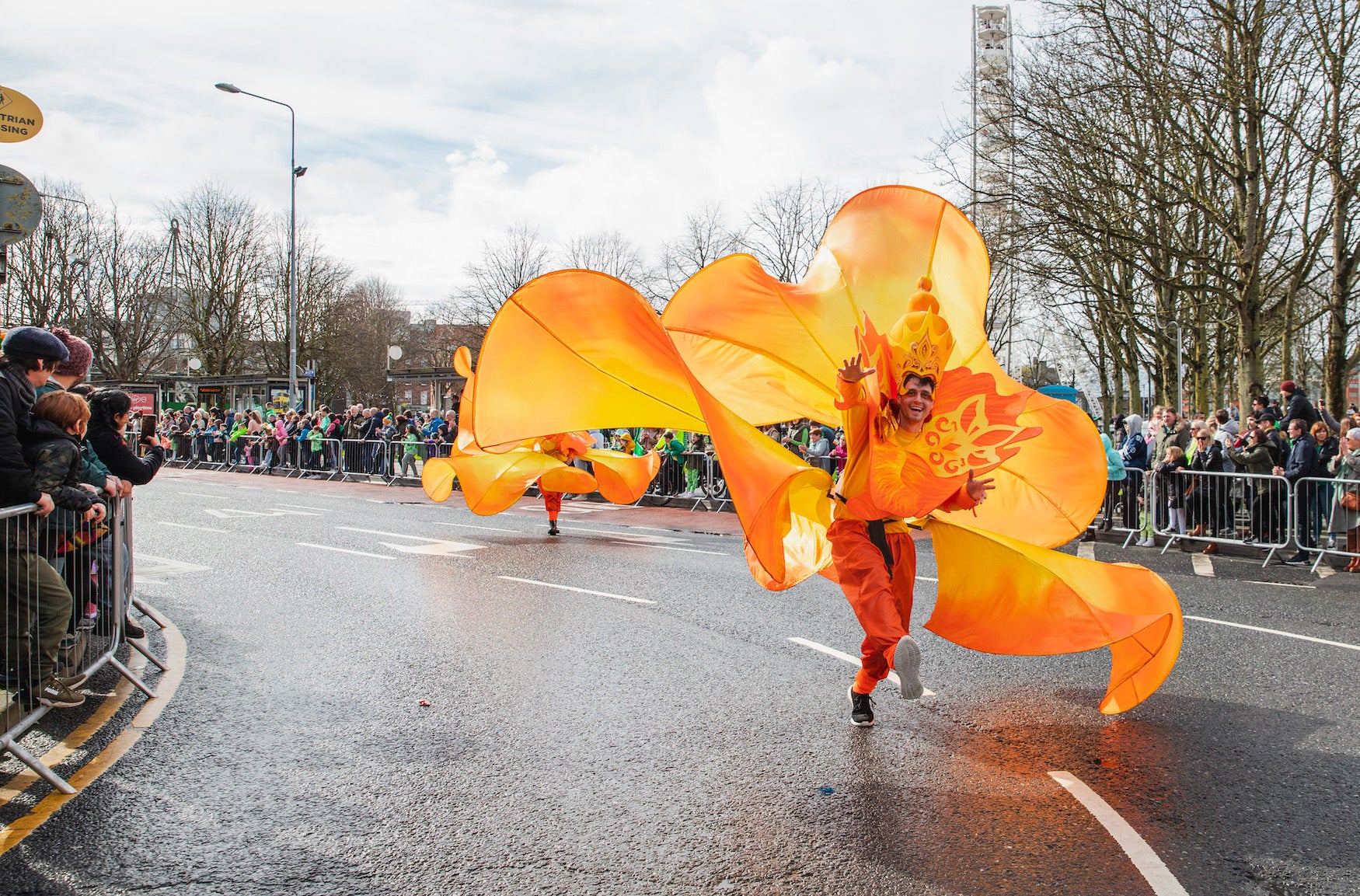 Street performer in the 2023 St Patrick's Day parade in Limerick city