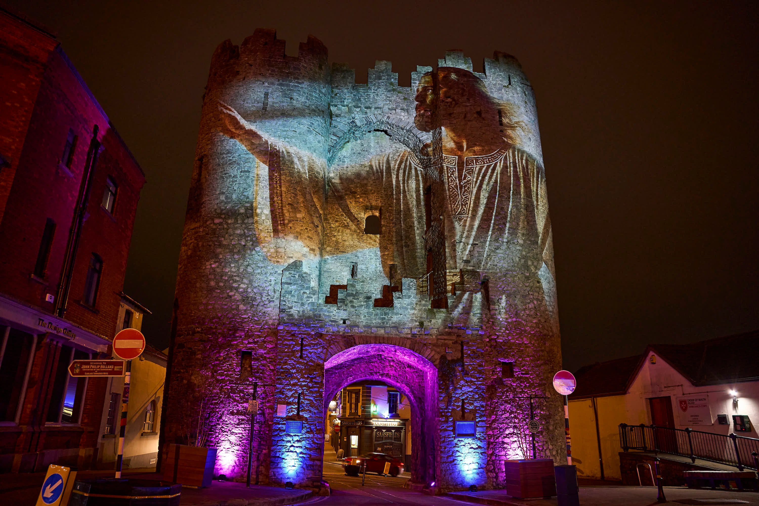 A projection on St Laurence's Gate in Drogheda, Co Louth