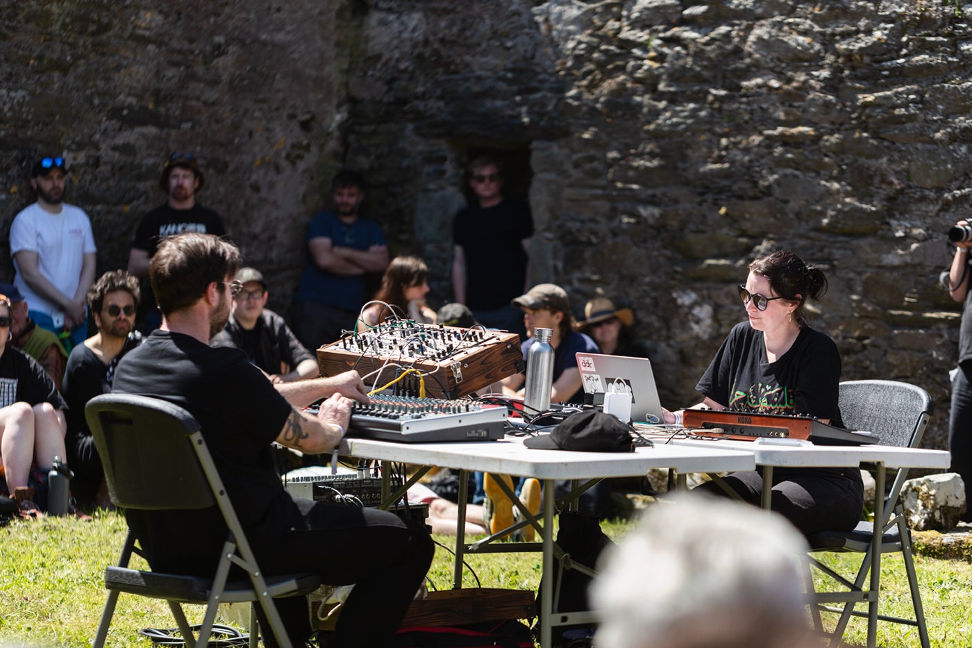 Amanda Feery performing live at Open Ear in Sherkin Abbey, by Malcolm McGettigan