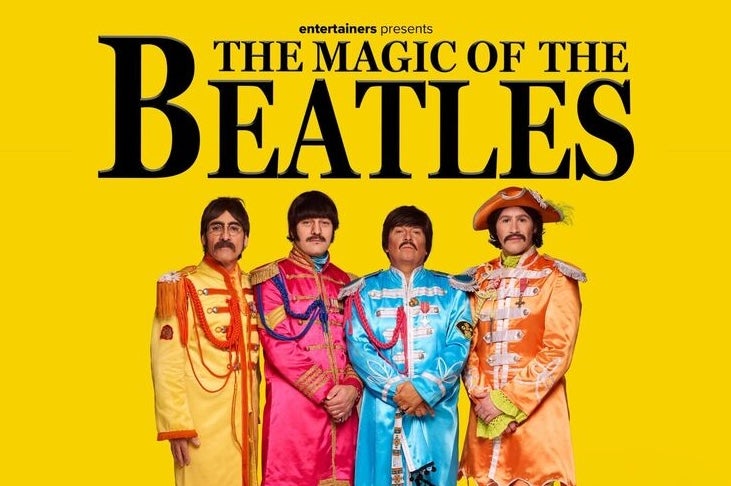 4 men in different brightly coloured military style suits