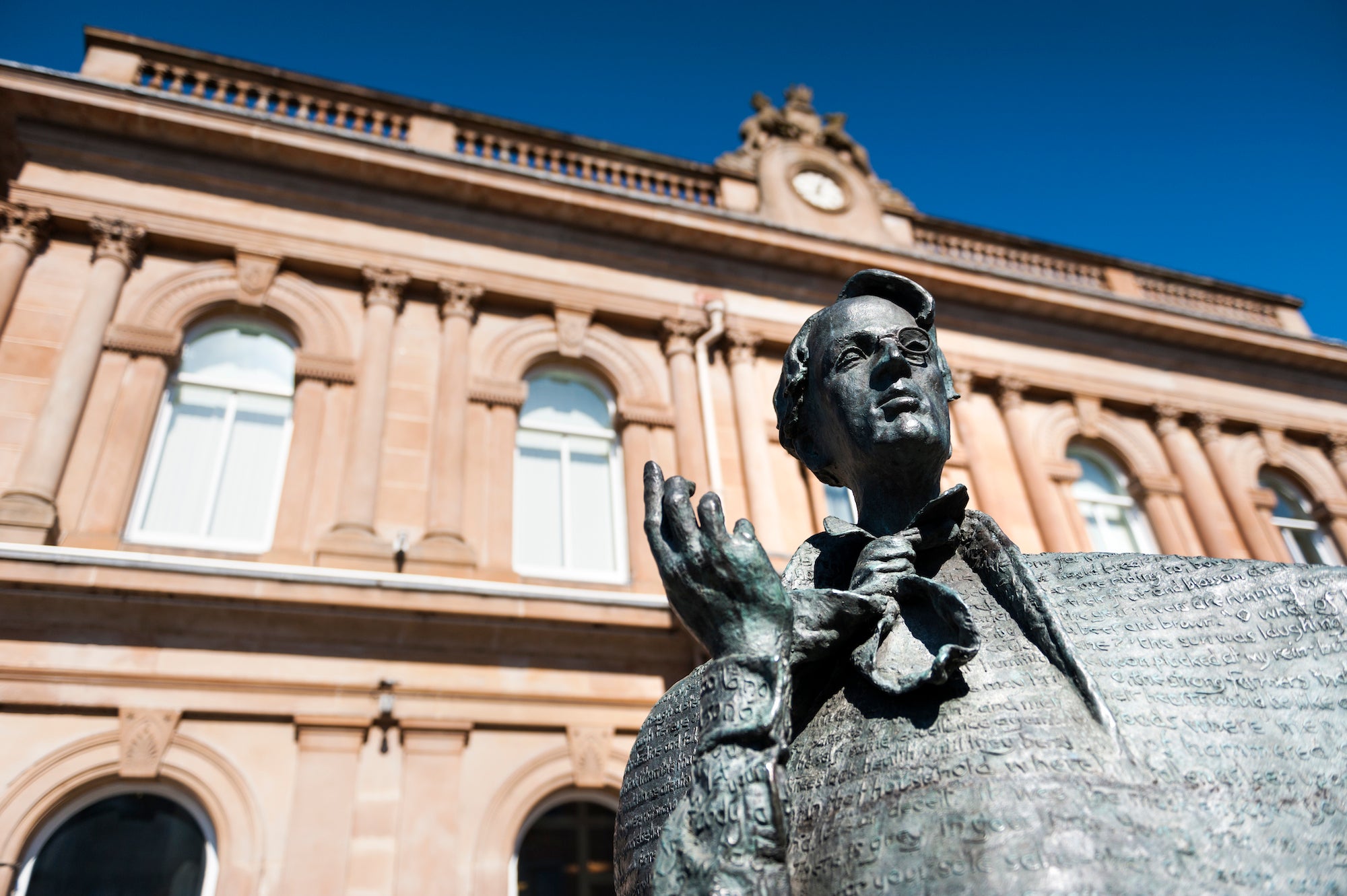 The WB Yeats bronze statue in Sligo town, County Sligo