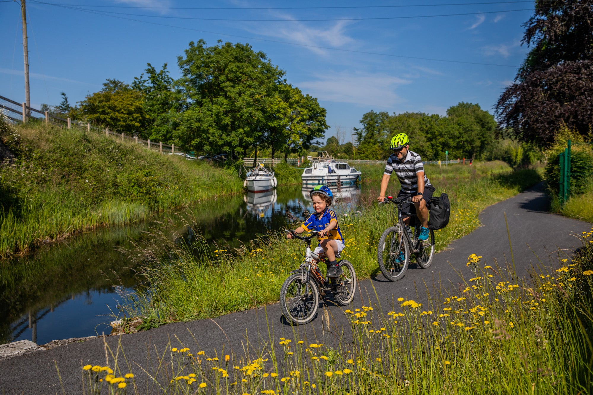 Father and son cycling the Royal Canal Greenway in Co Westmeath