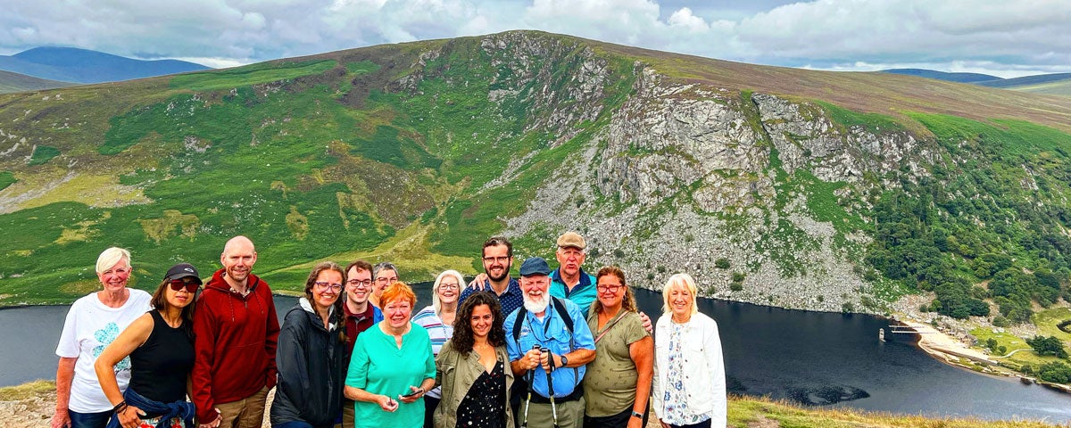 A group on tour with Your Irish Tour at the guinness lake.