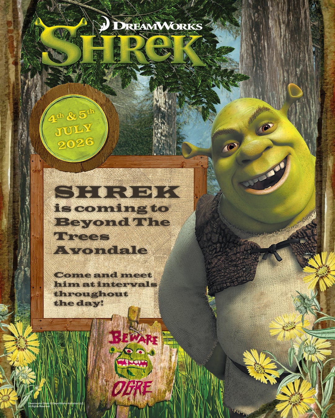 Come and meet Shrek at intervals throughout the day