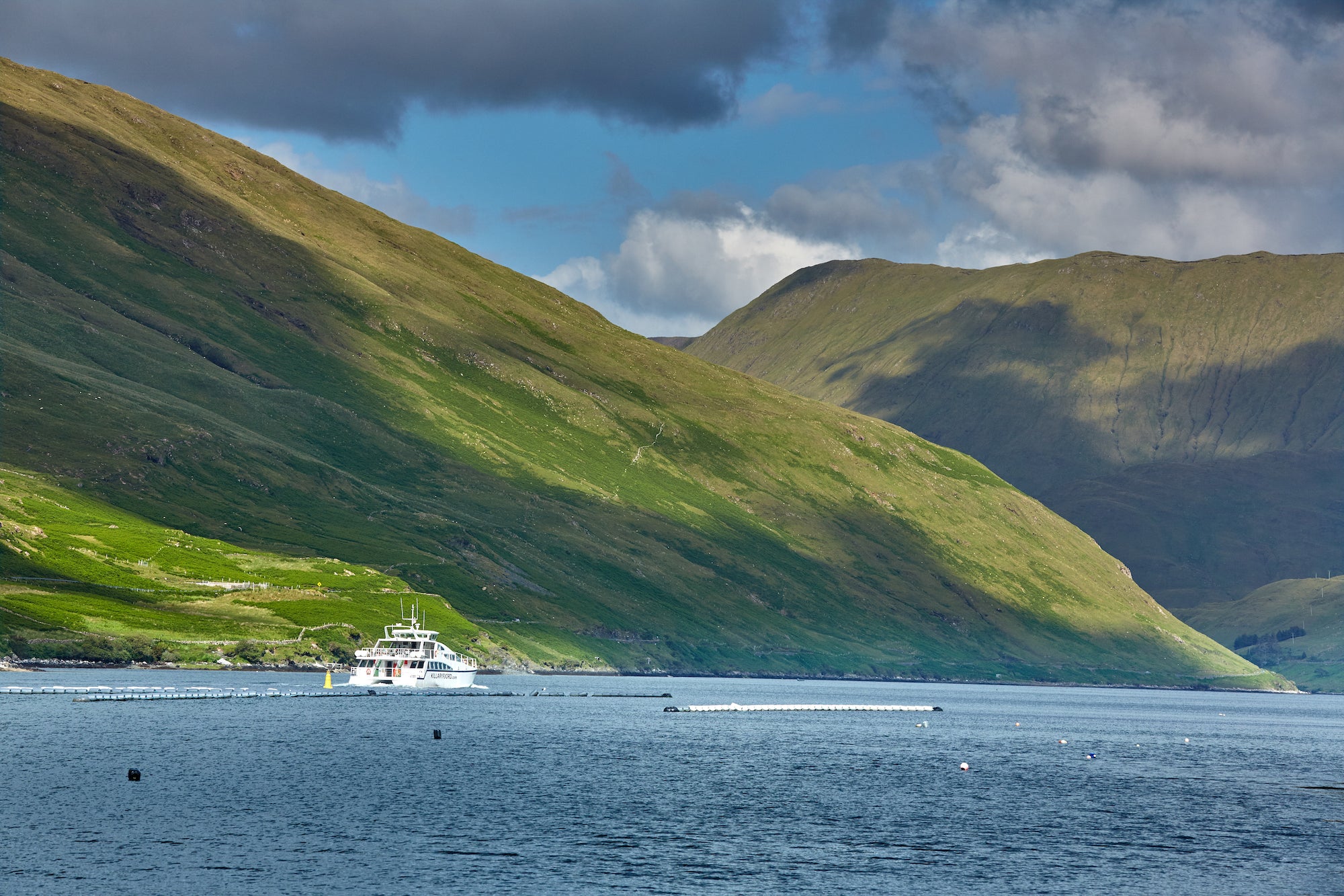 A boat in the water at Killary Harbour, Galway
