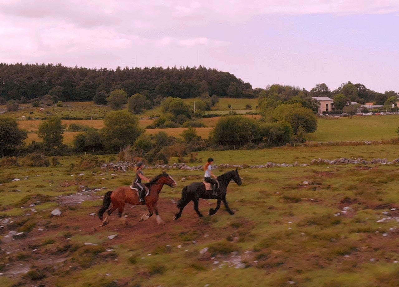 Two riders out for a gallop near the Slieve  Aughty Riding Centre