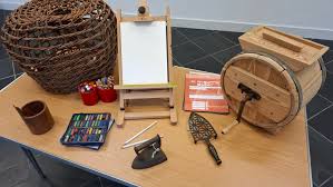 National Drawing Day at Turlough Park, a small collection of items on a table including pencils and a small easel with white paper