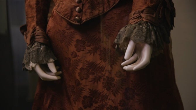 Close up image of Mrs Doyle's Day Dress, on display in The Way We Wore gallery