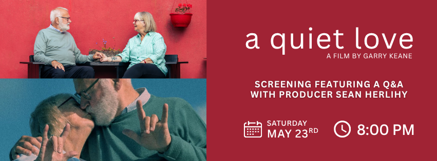 Banner poster for A Quiet Love film with couples holding hands or kissing