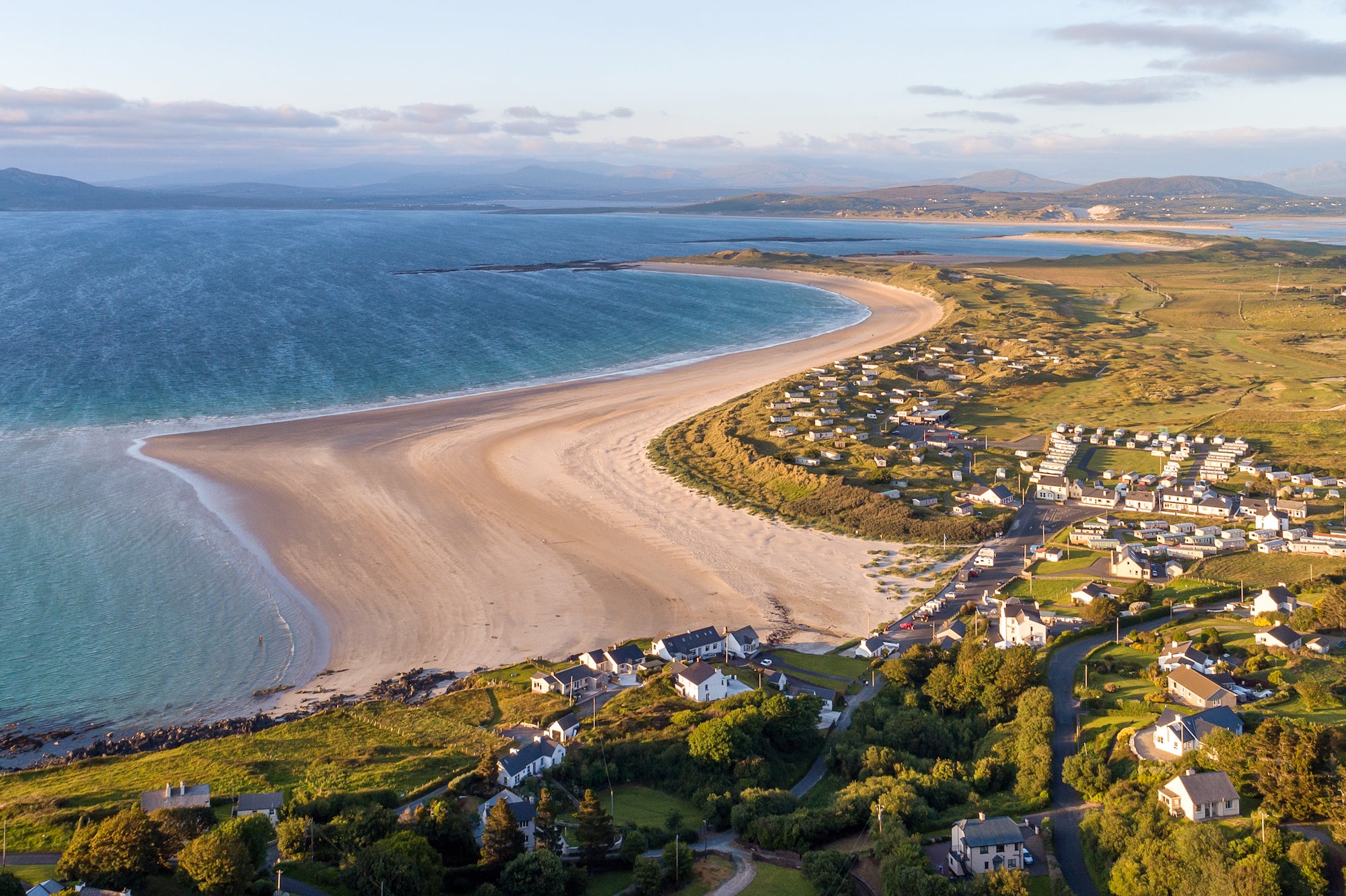 Aerial view of Narin Beach in Portnoo, County Donegal