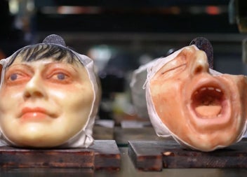 Two face masks in a museum