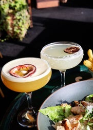 A view of two signature cocktails served at The Brooklyn