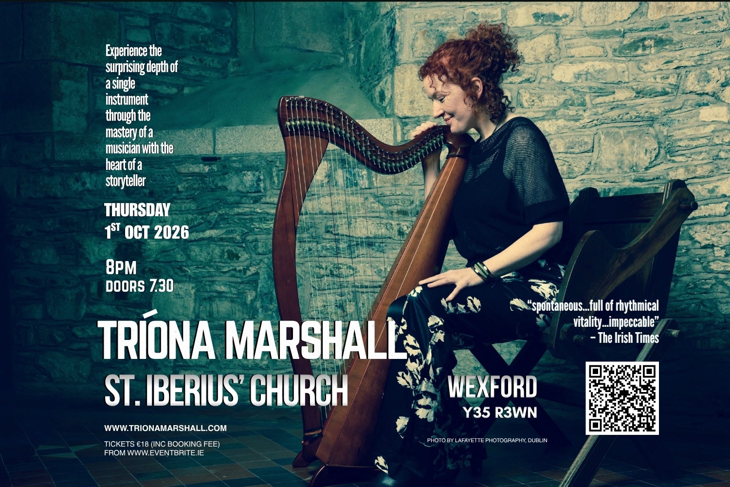 Poster of Tríona Marshall's concert event in St. Iberius' Church Wexford