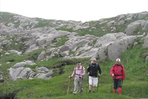 Three walkers on The Bluestack Way