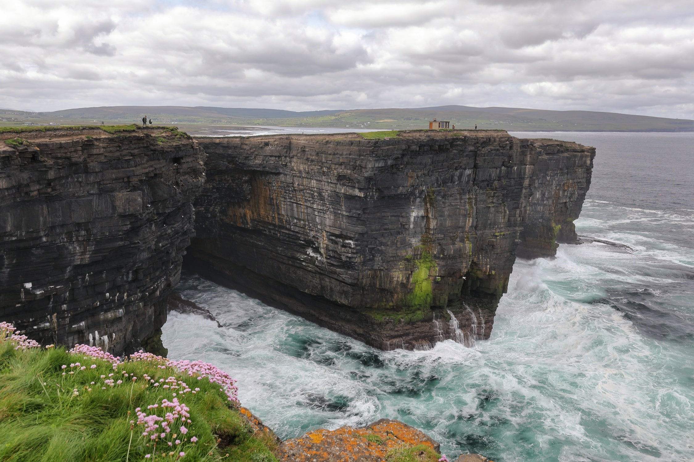 People walking at Downpatrick Head in Mayo