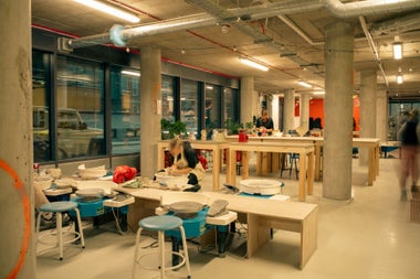 A view of the hand building skills area at Throwing Shapes Ceramics Studio