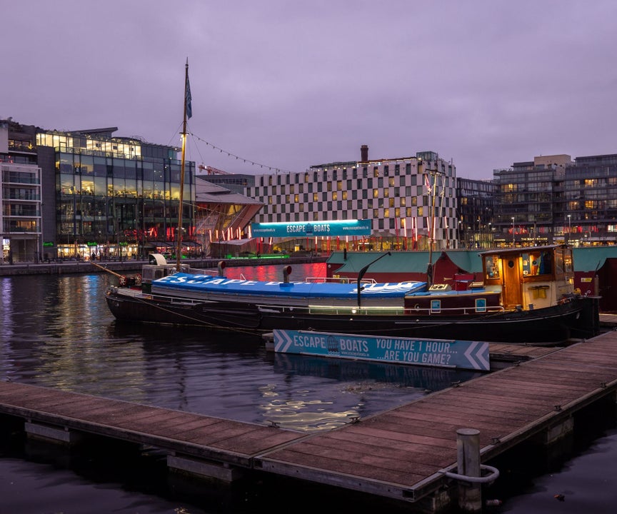 Escape Boat in dock at Grand Canal Dock Dublin