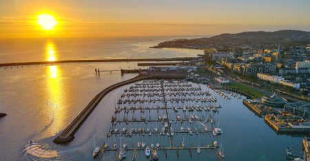 A sunset over the marina