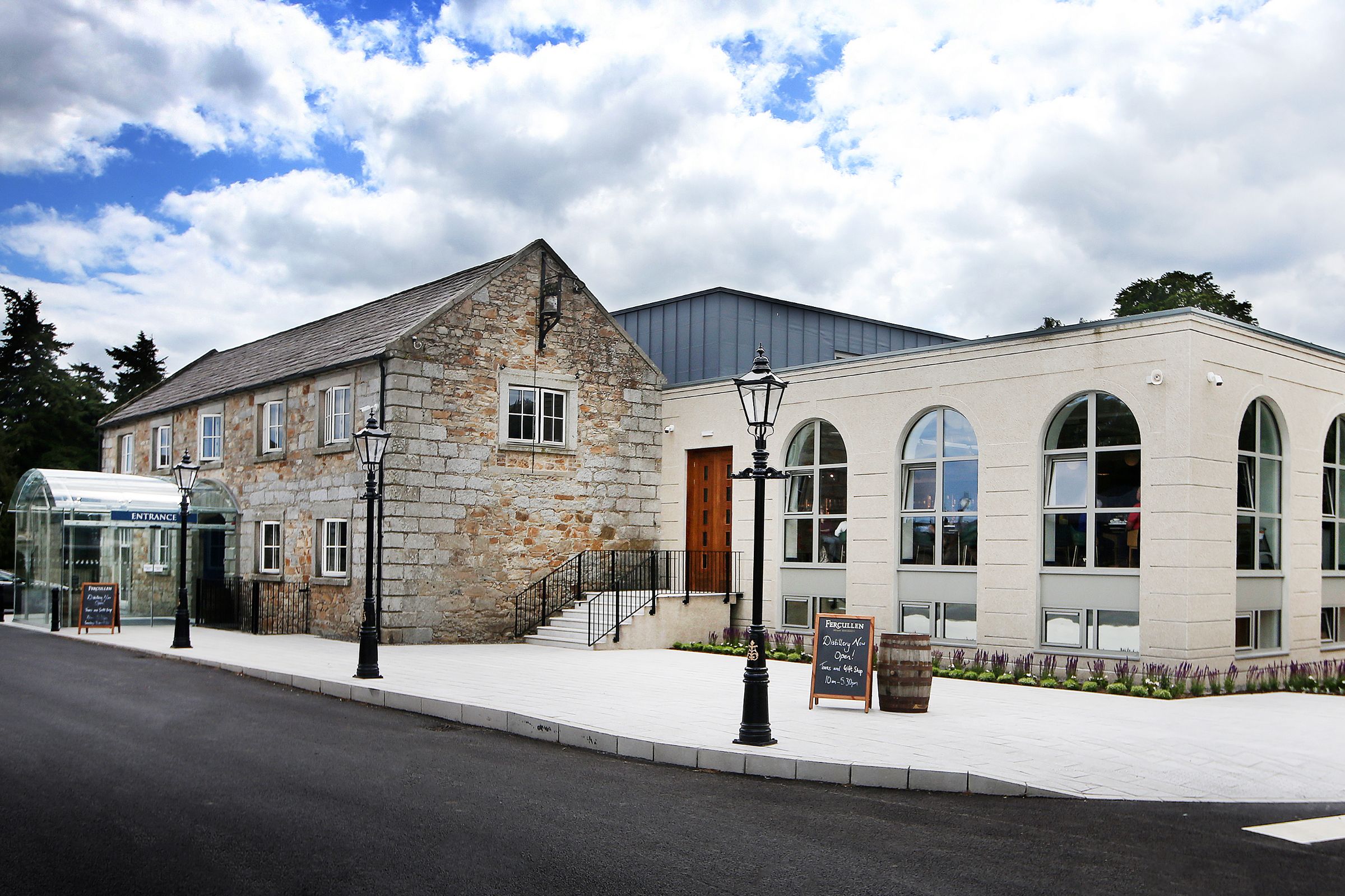 The stone exterior of Powerscourt Distillery in Wicklow