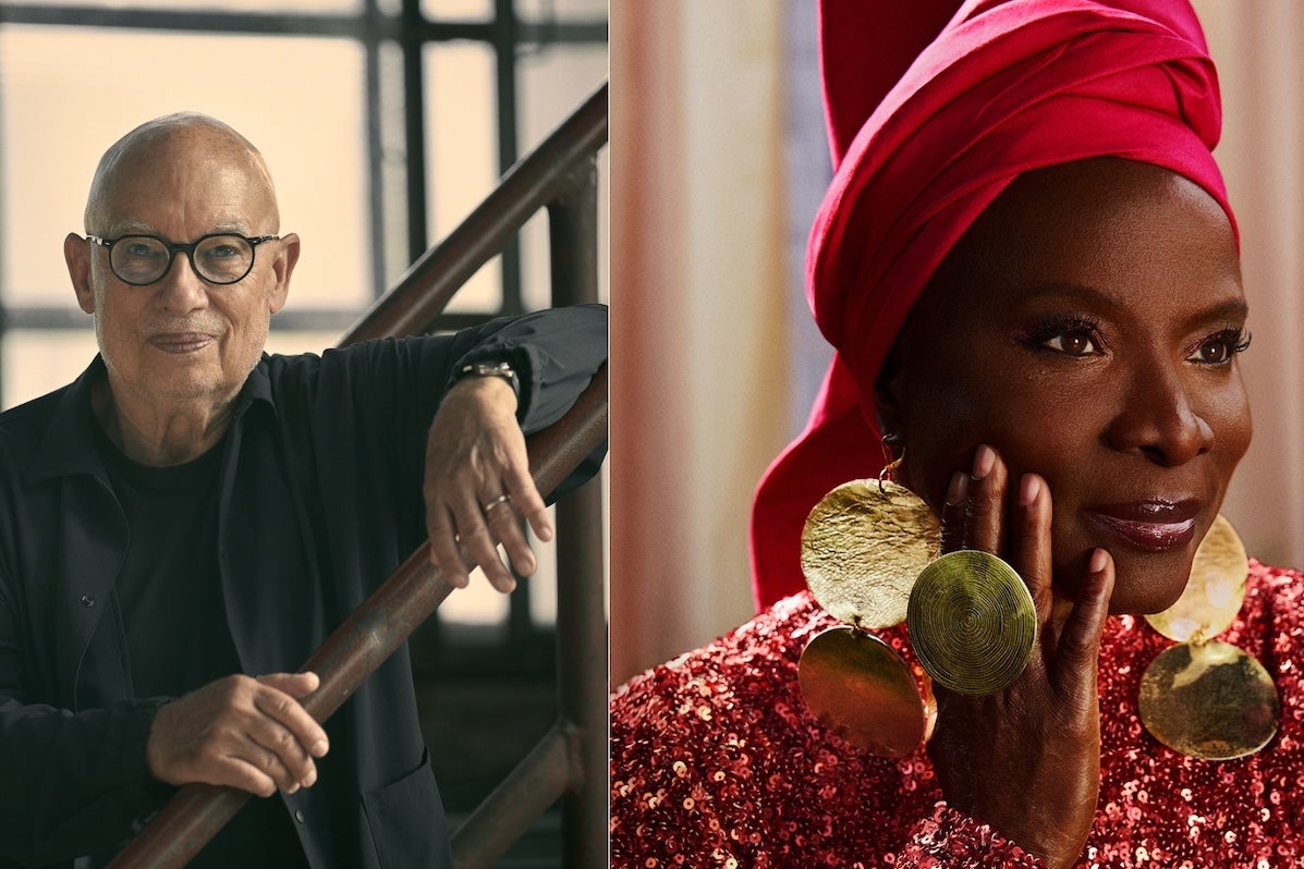 2 photos of a man and a woman
