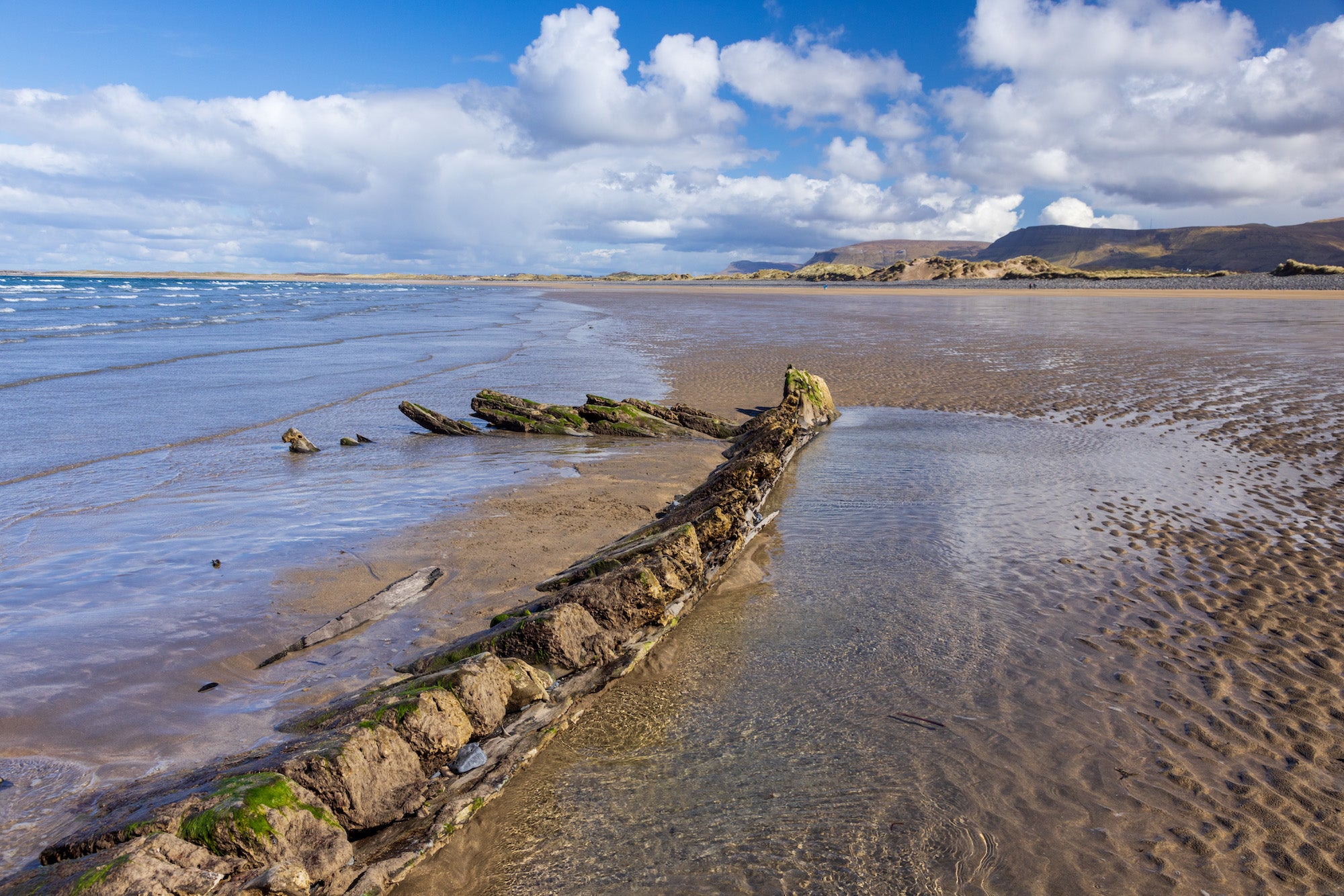 Remains of a Spanish Armada ship on Streedagh Beach in Sligo