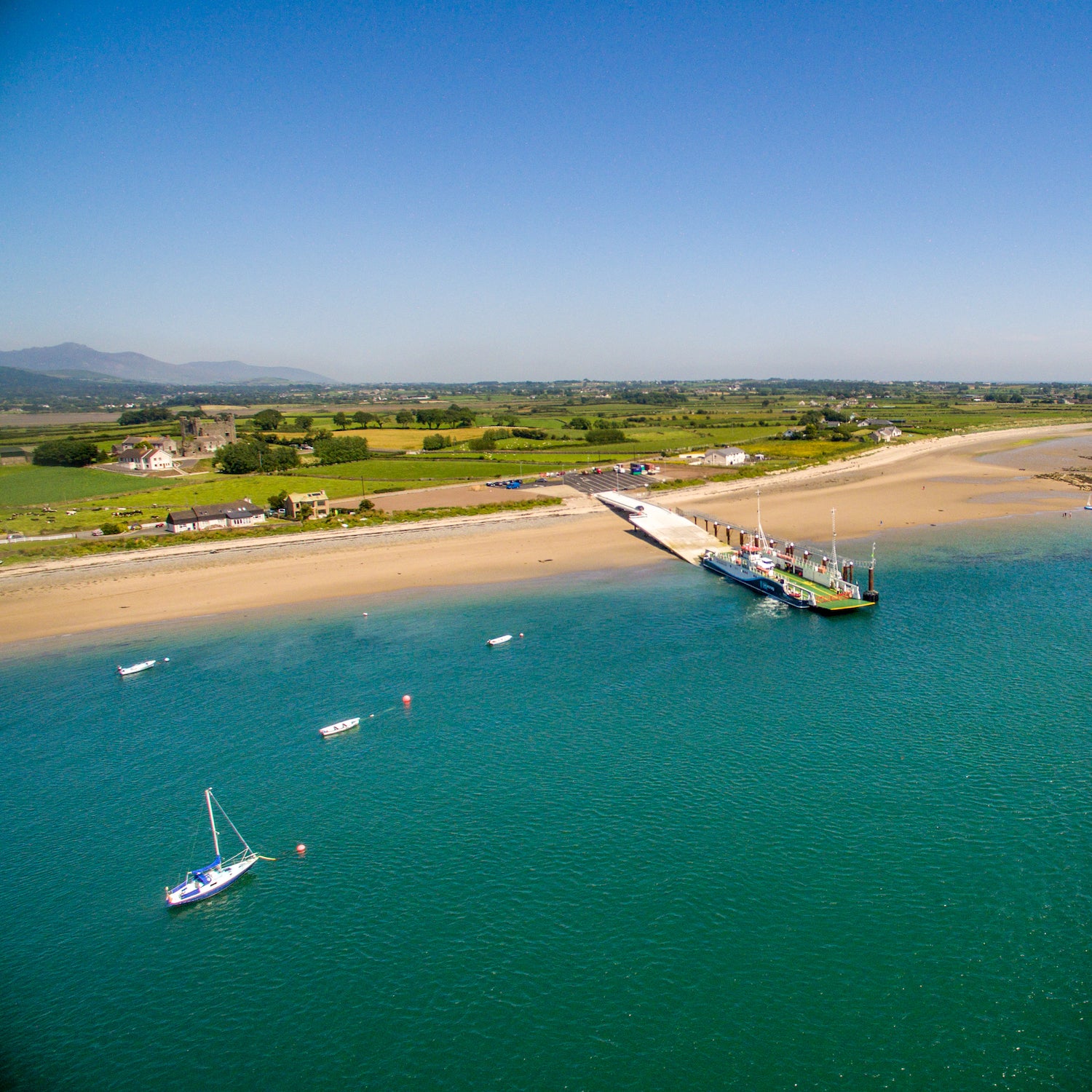 Aerial view of the Carlingford Lough Ferry in Louth