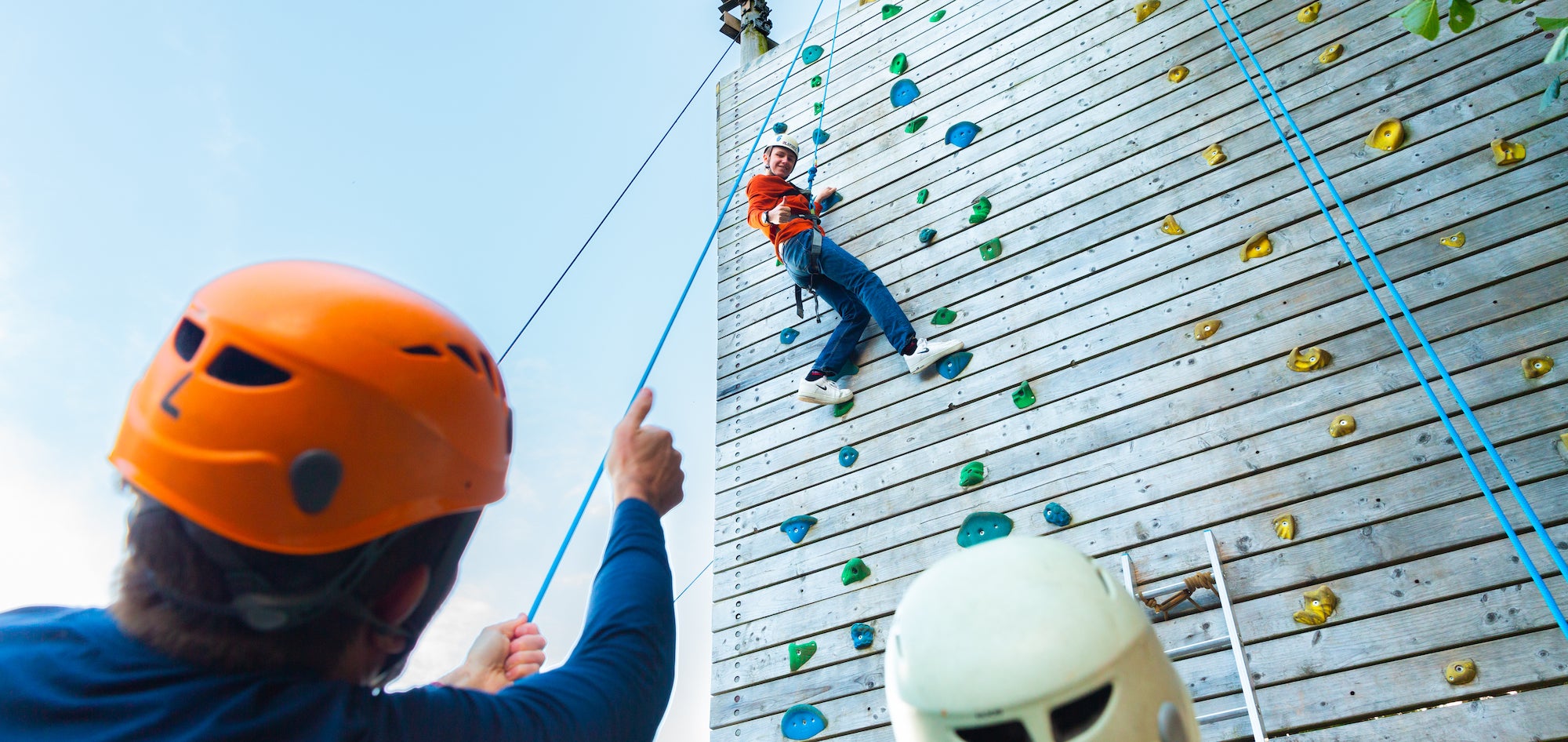 A boy wall climbing at UL Sport Adventure Centre in Killaloe, County Clare