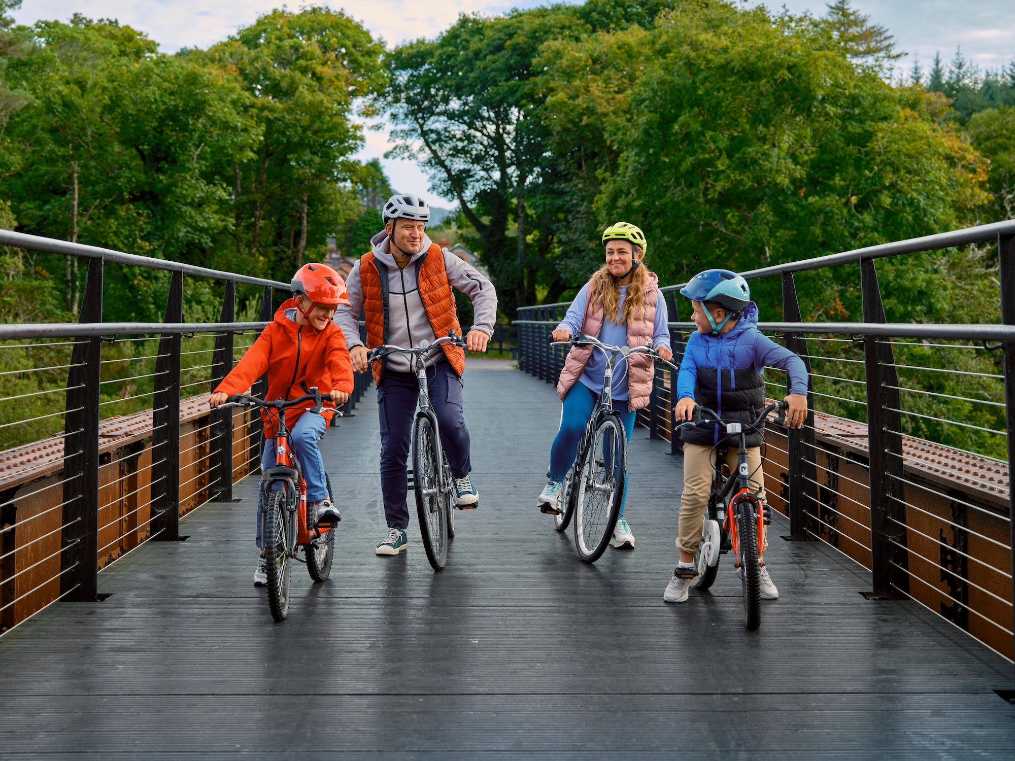 A family cycling the Connemara Greenway, Co Galway