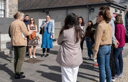 A tour group outside Collins Barracks