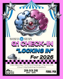 Event information for Woman in Stem's Q1 check in on the 29th March 2026 in 3:4 Instagram post format