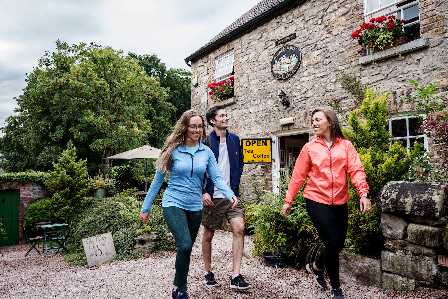 People walking through Glaslough village in Monaghan