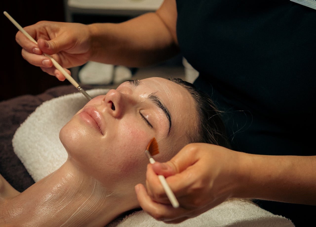 A lady receiving a facial treatment at The River Spa at Knightsbrook Hotel