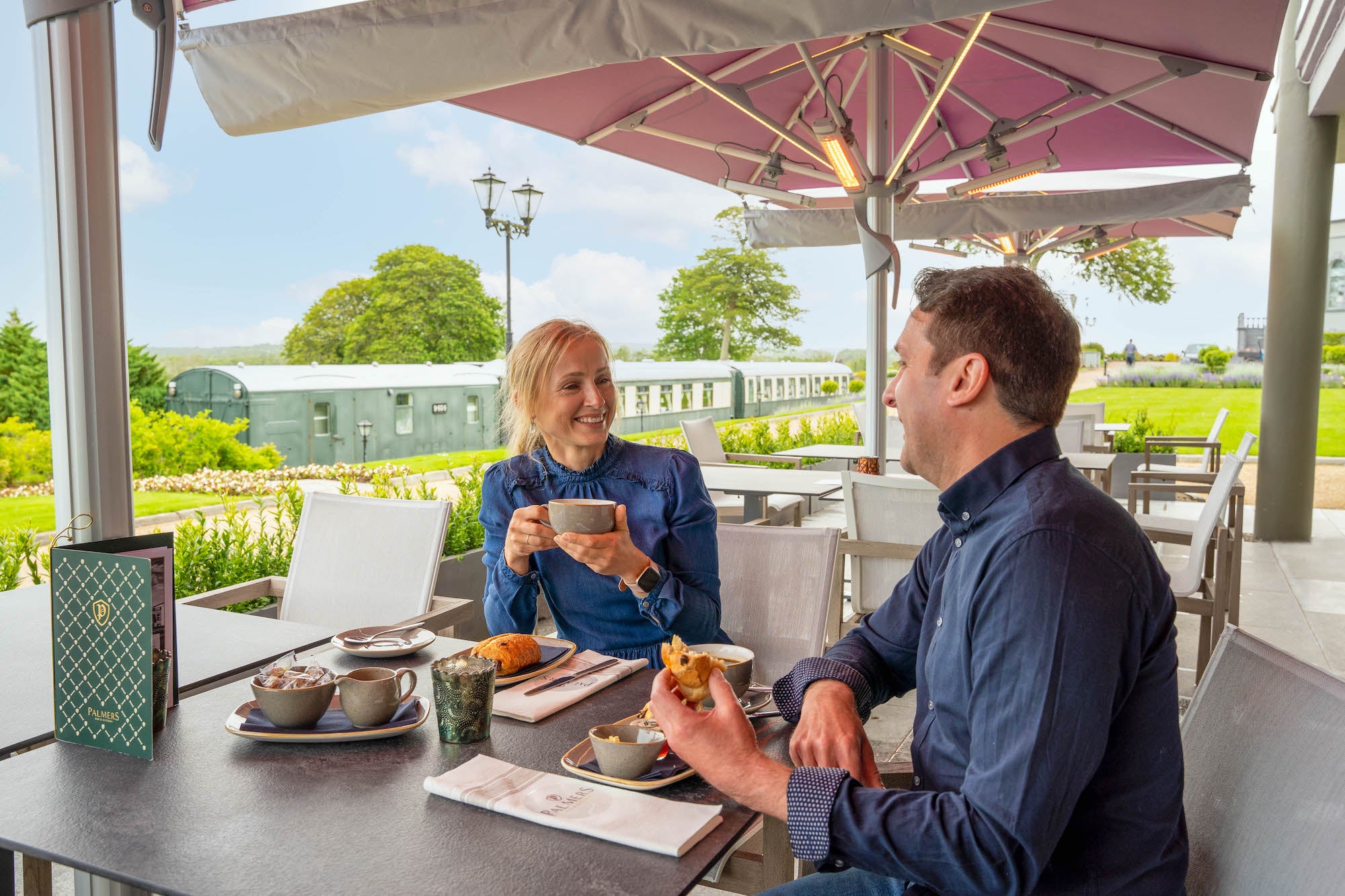 A couple eating at Glenlo Abbey Hotel and Estate in Co Galway