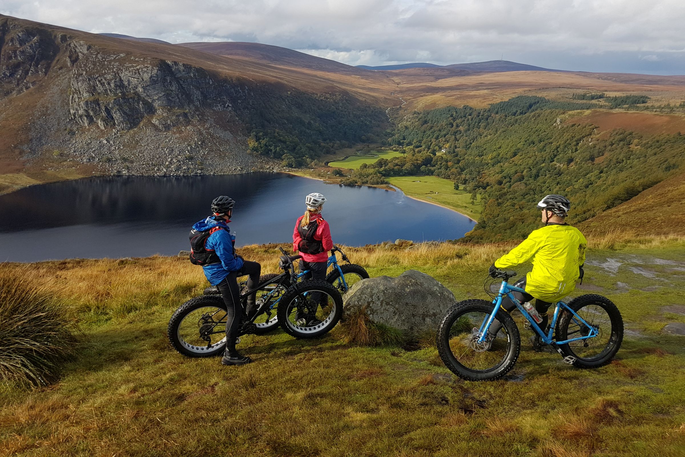 Image of people cycling in Lough Tay in County Wicklow