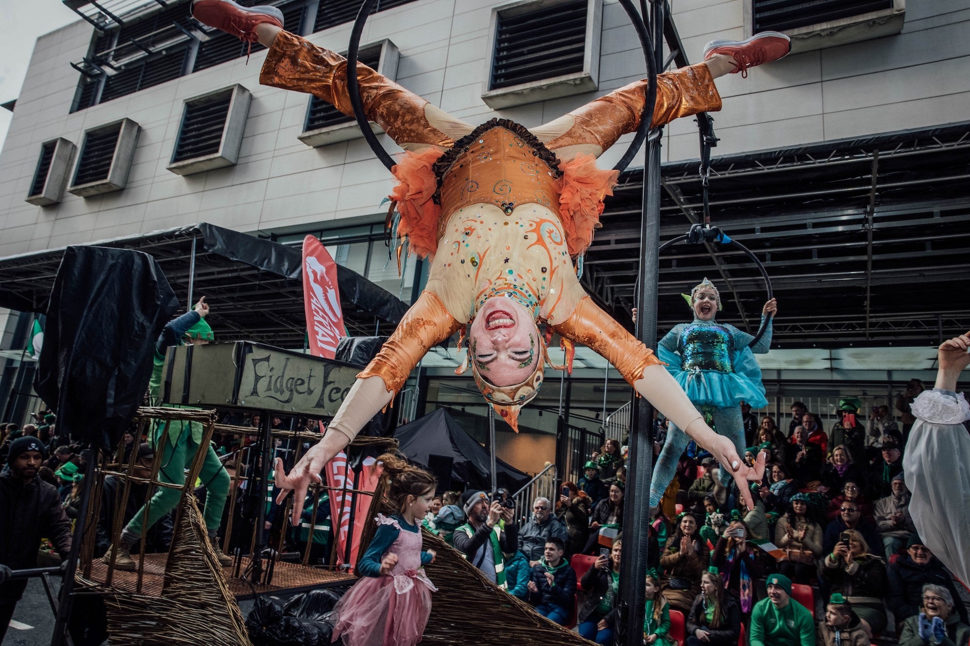 A performer in the 2024 St Patrick's Day Parade in Limerick city