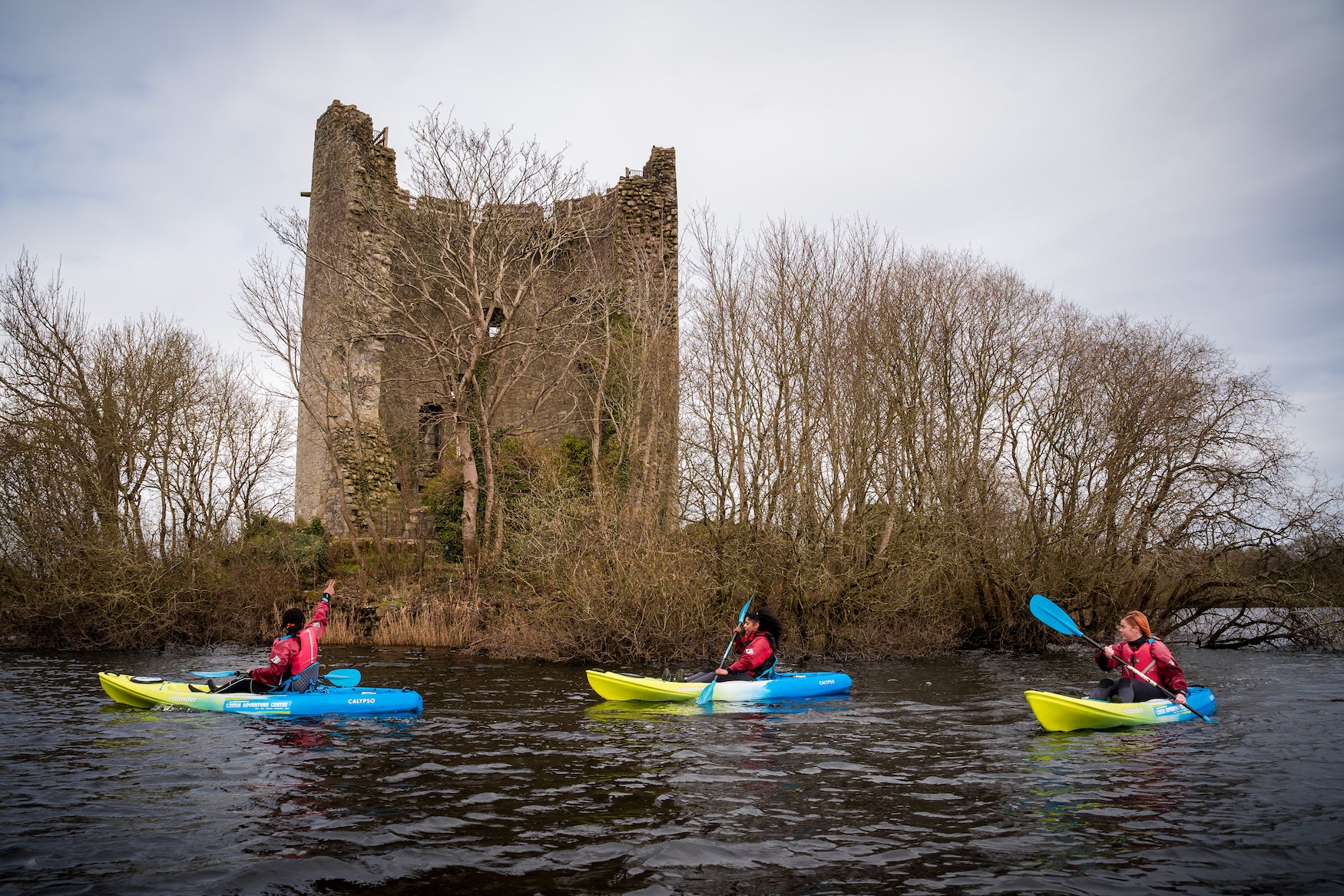 People kayaking in the River Erne with Cavan Adventure Centre.