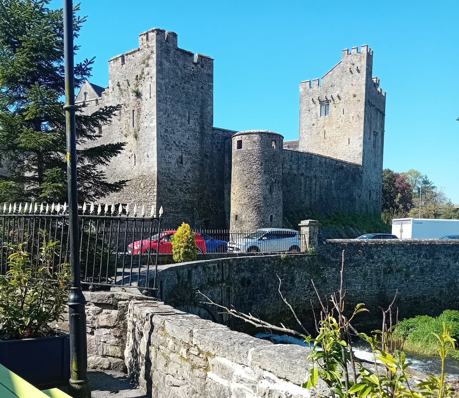 Cahir Castle viewed from a stone bridge in Cahir County Tipperary