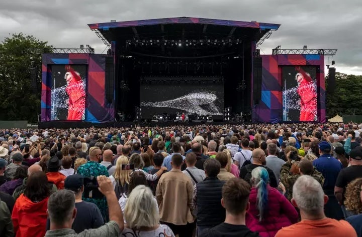 Malahide Castle Concert 2026 - looking at a large outdoor stage with large audience