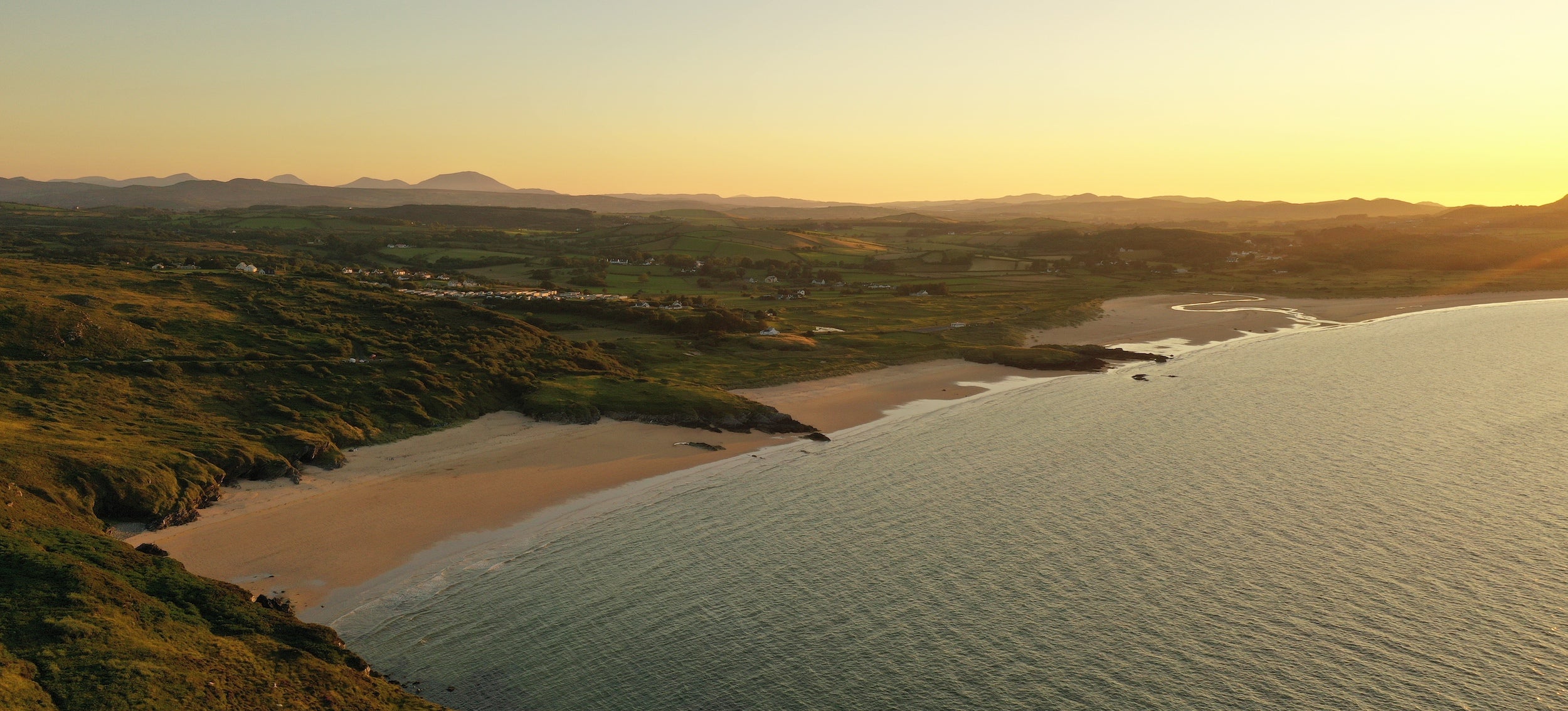 Aerial view of Portsalon Beach in Co Donegal