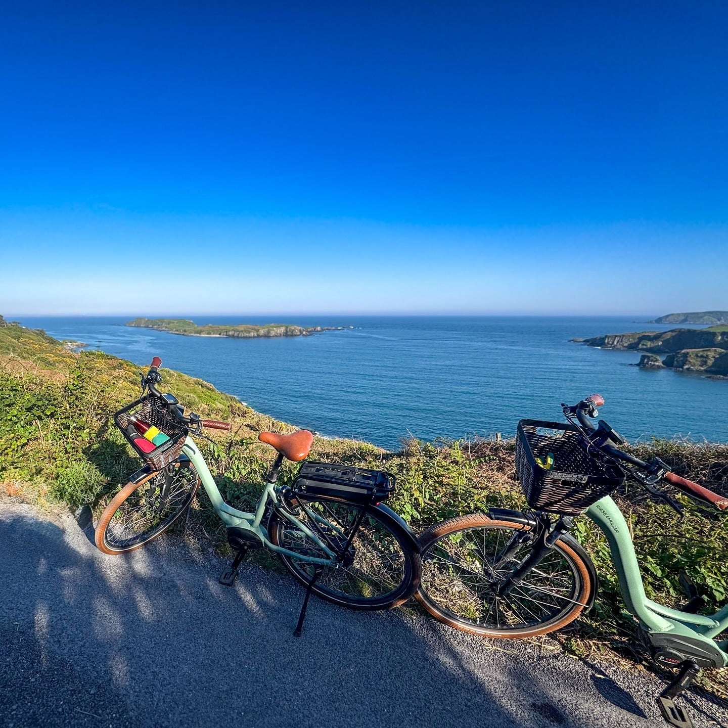 Bikes parked along the coastline of Union Hall, Co Cork