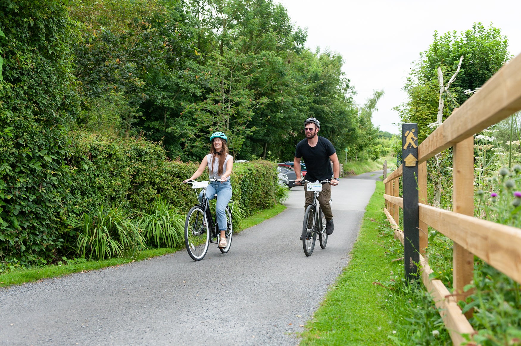 A couple cycling the Royal Canal Greenway in County Westmeath