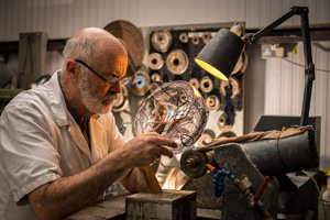 Eamonn handcrafting a Shamrock bowl
