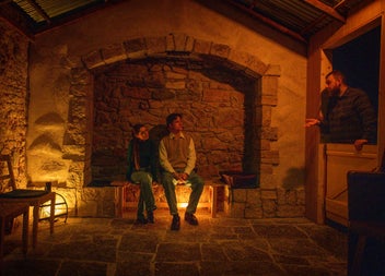 Couple sitting listening to storytelling