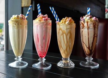 Selection of ice cream sundaes served at Hogs and Heifers restaurant