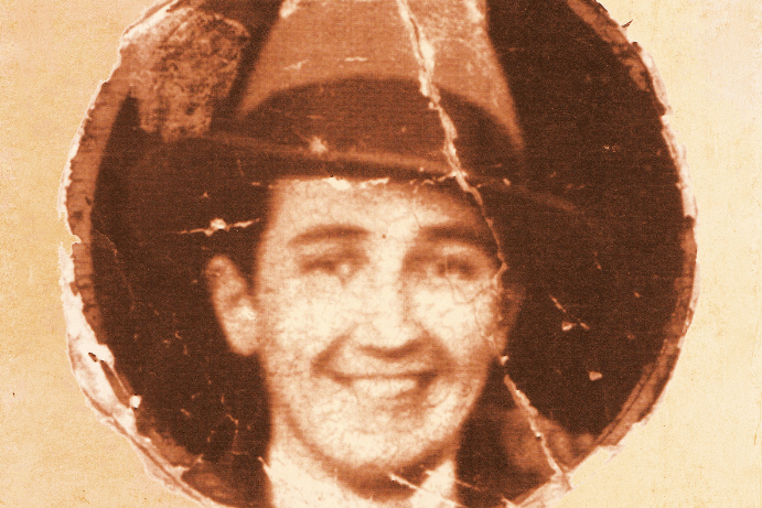 Dublin’s new country outfit Chuck Squires, very old grainy brown photo of smiling man in a hat.