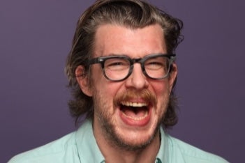 Comedian Tony Cantwell with You Cry Weird Tour, a man laughing out loud.