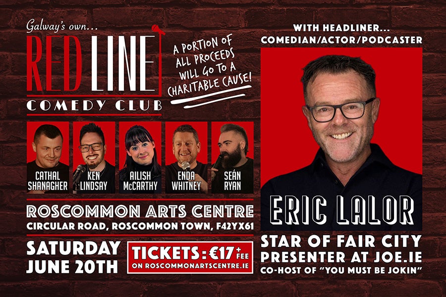 Red Line Comedy Club's touring show of stand-up comedians is coming to the Roscommon Arts Centre on June 20th!