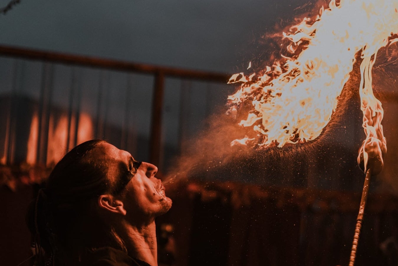 Samhain After Dark Belvedere, a man appearing to blow fire out of his mouth